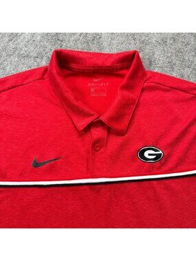Georgia Bulldogs Nike Polo Shirt Men L Red Performance Striped CN7844